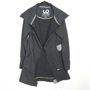 Loopworks Upcycled Jacket Women's Medium Open Front Cardigan Pockets Black